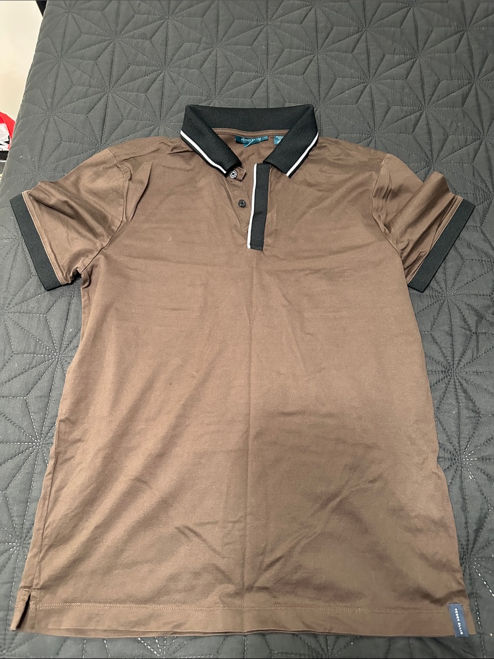 Perry Ellis Brown Polo with Black Contrast Collar